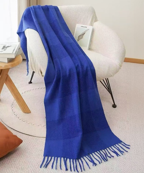 セール】【182×58cm大判/ブランケット/マフラー】ワンポイントタグ