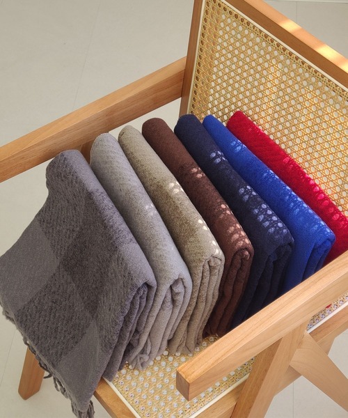 セール】【182×58cm大判/ブランケット/マフラー】ワンポイントタグ