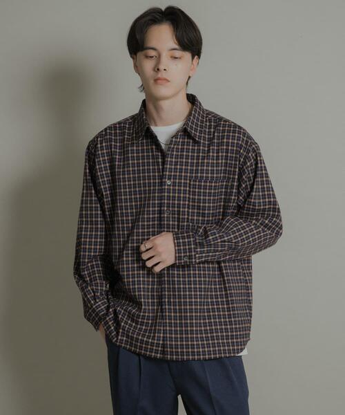 SENSE OF PLACE by URBAN RESEARCH（センスオブプレイスバイアーバンリサーチ）の「ニュアンスチェックロングスリーブネルシャツ（シャツ/ブラウス・メンズ・ブラウン/グレー/ネイビー・LARGE/MEDIUM）」の3枚目の写真