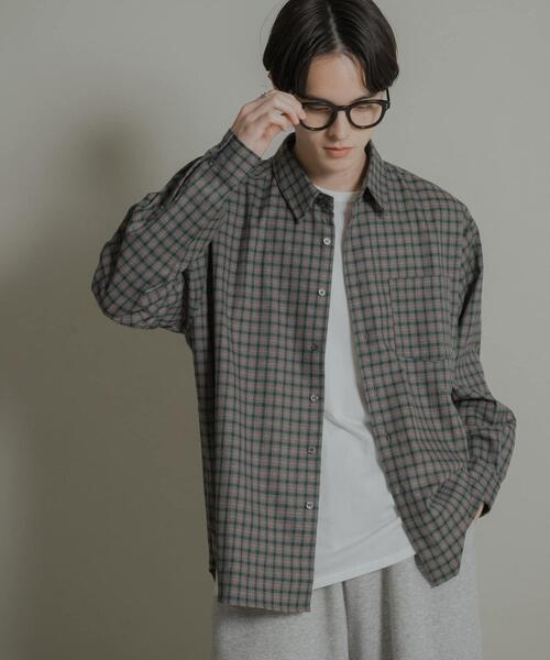 SENSE OF PLACE by URBAN RESEARCH（センスオブプレイスバイアーバンリサーチ）の「ニュアンスチェックロングスリーブネルシャツ（シャツ/ブラウス・メンズ・ブラウン/グレー/ネイビー・LARGE/MEDIUM）」の7枚目の写真