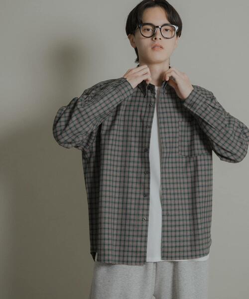 SENSE OF PLACE by URBAN RESEARCH（センスオブプレイスバイアーバンリサーチ）の「ニュアンスチェックロングスリーブネルシャツ（シャツ/ブラウス・メンズ・ブラウン/グレー/ネイビー・LARGE/MEDIUM）」の8枚目の写真