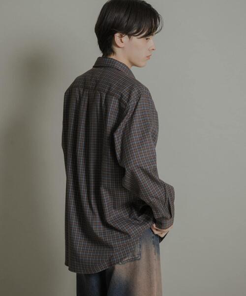 SENSE OF PLACE by URBAN RESEARCH（センスオブプレイスバイアーバンリサーチ）の「ニュアンスチェックロングスリーブネルシャツ（シャツ/ブラウス・メンズ・ブラウン/グレー/ネイビー・LARGE/MEDIUM）」の21枚目の写真
