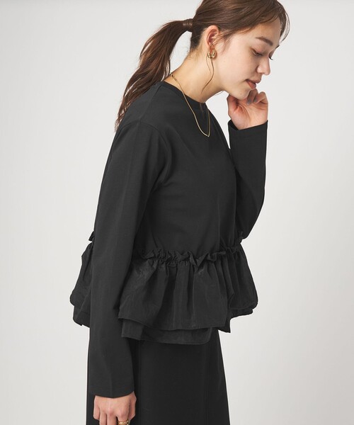 green label relaxing(グリーンレーベルリラクシング)の「【WEB限定】<at ease>ドッキング フリル プルオーバー カットソー(Tシャツ/カットソー・レディース・ホワイト/ブラック・FREE)」の2枚目の写真