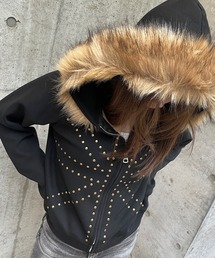 ROGER AND RAW（ロジャーアンドロウ）の「フードファー付ユニオンジャックスタッズジップパーカー（パーカー）」