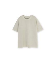 ウォッシュドウエストカットTシャツ、ベージュ