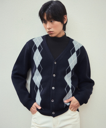 クラシックアーガイルVネックニットカーディガン_NAVY(WC25-KN64)