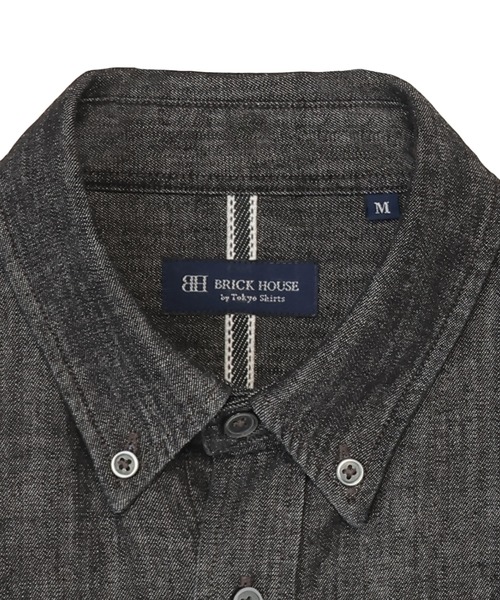 TOKYO SHIRTS（トウキョウシャツ）の「カラーテープ デニムシャツ（ポロシャツ・メンズ・ブラック・S/LL/L/M）」の3枚目の写真