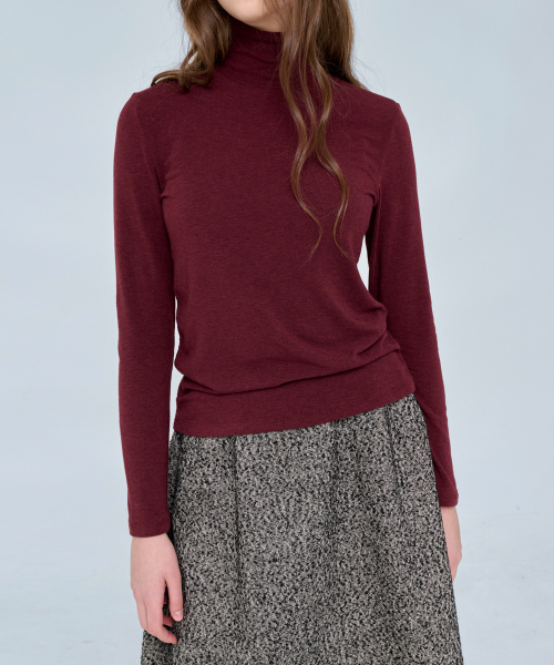 VOYONN（ボヨン）の「ウールレーヨンポーラTワイン913-2（Tシャツ/カットソー・レディース・Wine・FREE）」の2枚目の写真