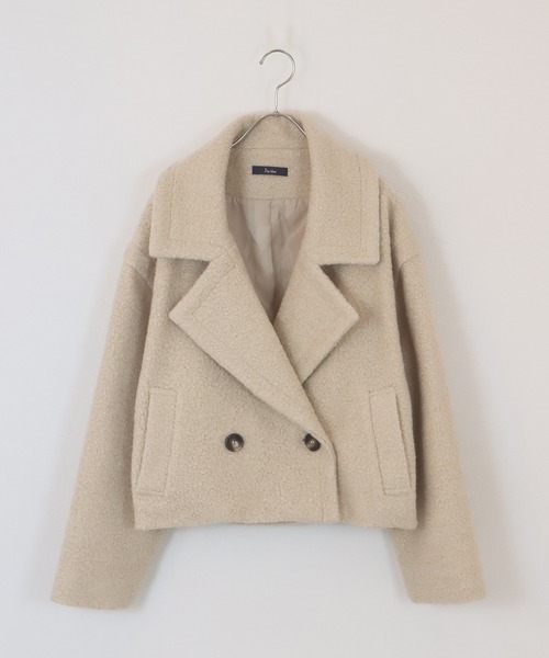 J by blue(ジェイバイブルー)の「プードルボアショートコート(ピーコート・レディース・ベージュ/グレー系・MEDIUM)」の13枚目の写真