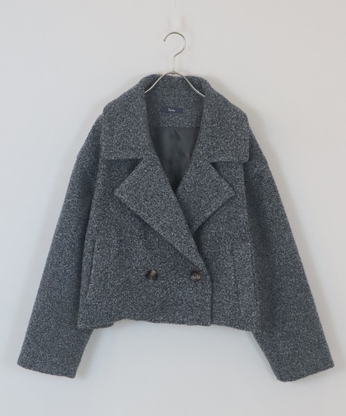 J by blue(ジェイバイブルー)の「プードルボアショートコート(ピーコート・レディース・ベージュ/グレー系・MEDIUM)」の12枚目の写真
