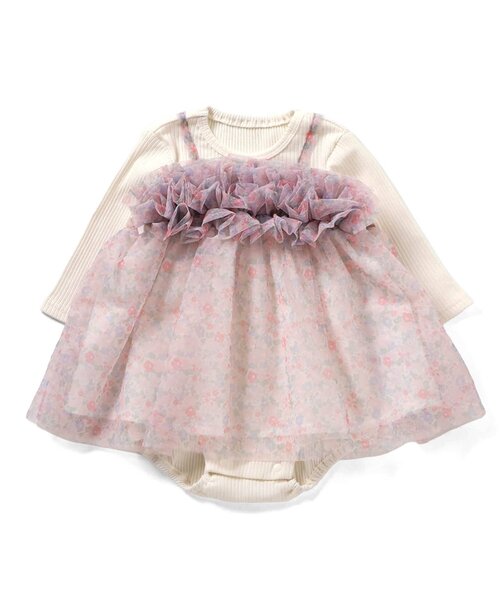 apres les cours（アプレレクール）の「花柄ボリュームチュールカバーオール（ロンパース・キッズ・イエロー/ピンク・70/80）」の8枚目の写真