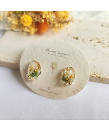 【Sweetlupine】【Sweetlupine】小さな宝石【グリーン】小ぶり フラワー カスミ草 レジン ♡ ニッケルイヤリング(MA)