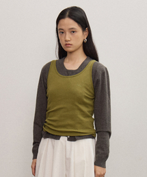 HOWUS（ホワス）の「HOWUS LOGO SLEEVELESS (OLIVE)（Tシャツ/カットソー）」