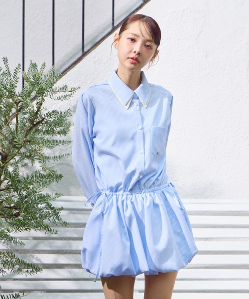 Layered Collar Balloon Shirt Dress / レイヤードカラーバルーン