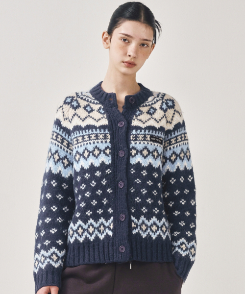 FAIR ISLE JACQUARD SWEATER CARDIGAN_NAVY