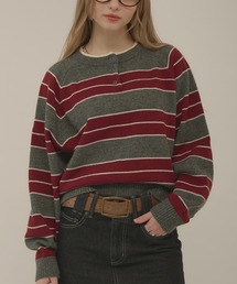 henryneck border knit / ヘンリーネックボーダーニット