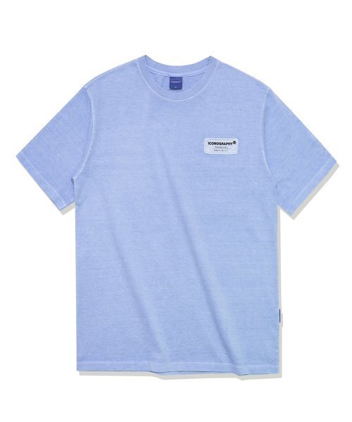 ICONOGRAPHY（アイコノグラフィー）の「PIGMENT LABEL TAGLINE MARBL（Tシャツ/カットソー・レディース・ブルー・LARGE）」の2枚目の写真