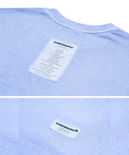 ICONOGRAPHY（アイコノグラフィー）の「PIGMENT LABEL TAGLINE MARBL（Tシャツ/カットソー・レディース・ブルー・LARGE）」の3枚目の写真