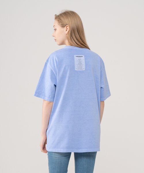 ICONOGRAPHY（アイコノグラフィー）の「PIGMENT LABEL TAGLINE MARBL（Tシャツ/カットソー・レディース・ブルー・LARGE）」の5枚目の写真