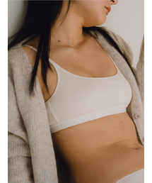 SOOPUI（スープイ）の「Square ribbed modal bra in cream（ブラジャー）」