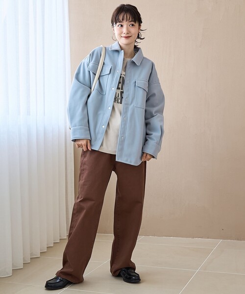 coen（コーエン）の「メルトン中綿CPOジャケット（ブルゾン・レディース・ライトブルー/ナチュラル/ネイビー・M/L）」の6枚目の写真