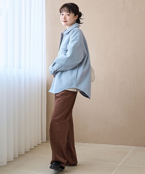 coen（コーエン）の「メルトン中綿CPOジャケット（ブルゾン・レディース・ライトブルー/ナチュラル/ネイビー・M/L）」の7枚目の写真