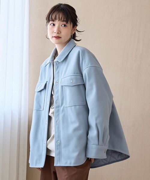 coen（コーエン）の「メルトン中綿CPOジャケット（ブルゾン・レディース・ライトブルー/ナチュラル/ネイビー・M/L）」の9枚目の写真