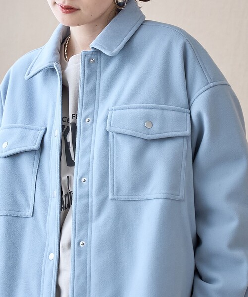 coen（コーエン）の「メルトン中綿CPOジャケット（ブルゾン・レディース・ライトブルー/ナチュラル/ネイビー・M/L）」の11枚目の写真