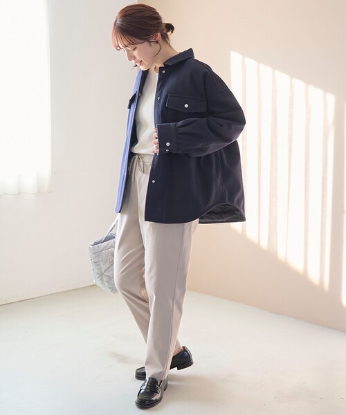 coen（コーエン）の「メルトン中綿CPOジャケット（ブルゾン・レディース・ライトブルー/ナチュラル/ネイビー・M/L）」の14枚目の写真