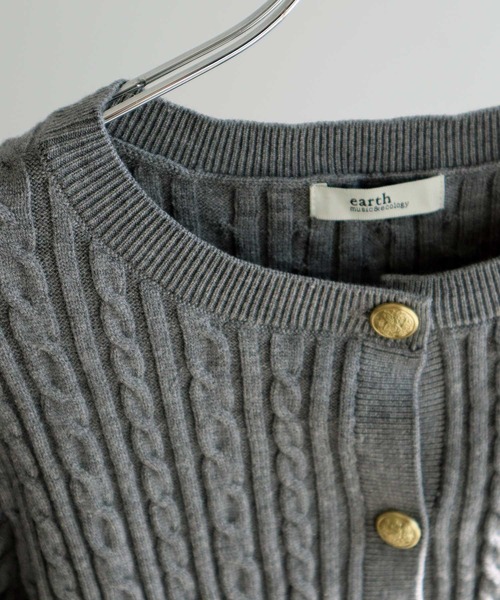 earth music&ecology（アースミュージックアンドエコロジー）の「【2026SS】プリーツレイヤーケーブルニットカーディガン（カーディガン/ボレロ・レディース・グレー/アイボリー/ネイビー・FREE）」の12枚目の写真