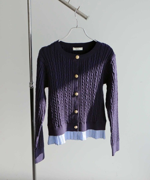 earth music&ecology（アースミュージックアンドエコロジー）の「【2026SS】プリーツレイヤーケーブルニットカーディガン（カーディガン/ボレロ・レディース・グレー/アイボリー/ネイビー・FREE）」の17枚目の写真