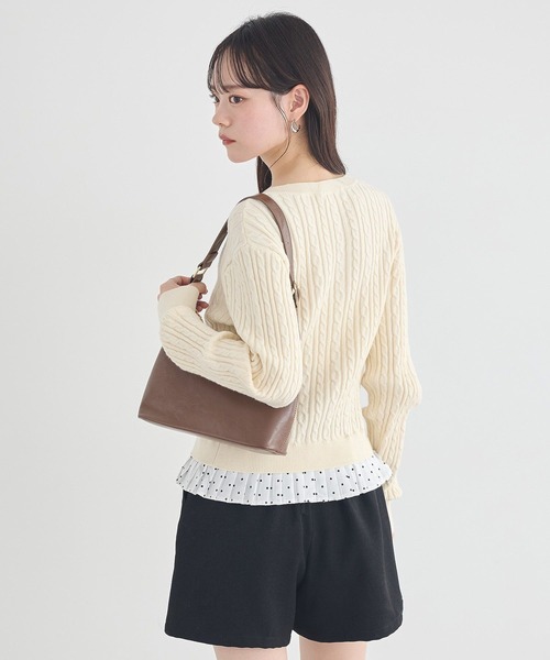 earth music&ecology（アースミュージックアンドエコロジー）の「【2026SS】プリーツレイヤーケーブルニットカーディガン（カーディガン/ボレロ・レディース・グレー/アイボリー/ネイビー・FREE）」の20枚目の写真