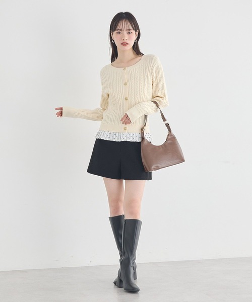 earth music&ecology（アースミュージックアンドエコロジー）の「【2026SS】プリーツレイヤーケーブルニットカーディガン（カーディガン/ボレロ・レディース・グレー/アイボリー/ネイビー・FREE）」の21枚目の写真