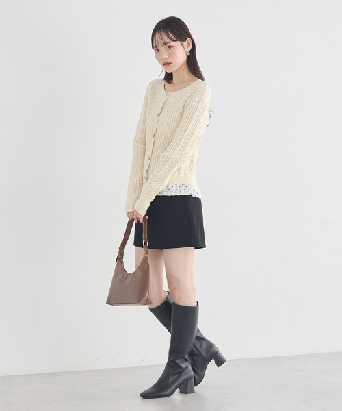 earth music&ecology（アースミュージックアンドエコロジー）の「【2026SS】プリーツレイヤーケーブルニットカーディガン（カーディガン/ボレロ・レディース・グレー/アイボリー/ネイビー・FREE）」の22枚目の写真