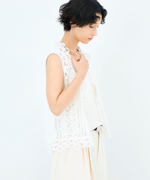 NOLLEY’S（ノーリーズ）の「《手洗い可能》バテンレースジレ（ベスト・レディース・チャコールグレー/オフホワイト・38）」の11枚目の写真