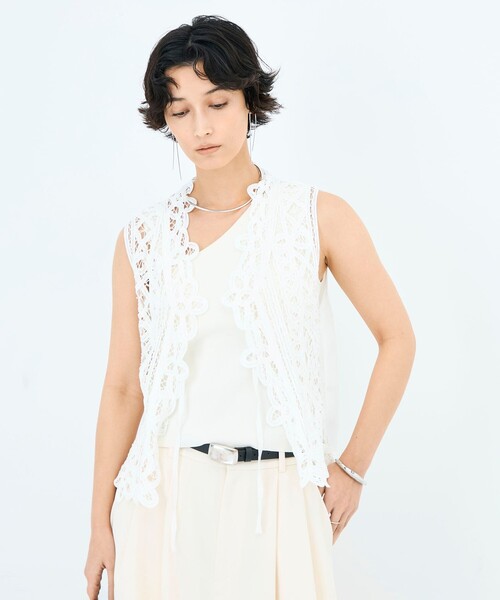 NOLLEY’S（ノーリーズ）の「《手洗い可能》バテンレースジレ（ベスト・レディース・チャコールグレー/オフホワイト・38）」の13枚目の写真