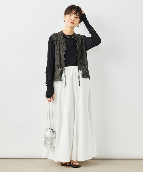 NOLLEY’S（ノーリーズ）の「《手洗い可能》バテンレースジレ（ベスト・レディース・チャコールグレー/オフホワイト・38）」の14枚目の写真