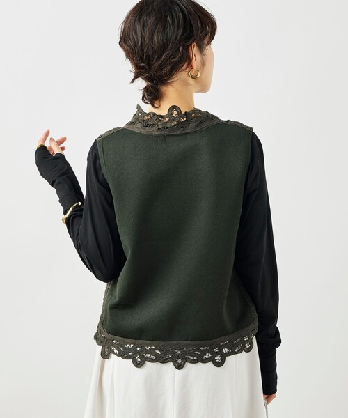 NOLLEY’S（ノーリーズ）の「《手洗い可能》バテンレースジレ（ベスト・レディース・チャコールグレー/オフホワイト・38）」の19枚目の写真