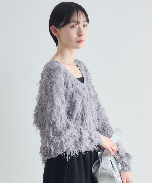 Paradise Picnic(パラダイスピクニック)の「cloche フリンジニットトップス(ニット/セーター・レディース・イエロー/ブラック/グレー・FREE)」の3枚目の写真