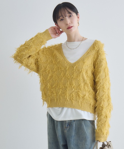 Paradise Picnic(パラダイスピクニック)の「cloche フリンジニットトップス(ニット/セーター・レディース・イエロー/ブラック/グレー・FREE)」の19枚目の写真