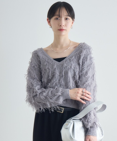 Paradise Picnic(パラダイスピクニック)の「cloche フリンジニットトップス(ニット/セーター・レディース・イエロー/ブラック/グレー・FREE)」の13枚目の写真