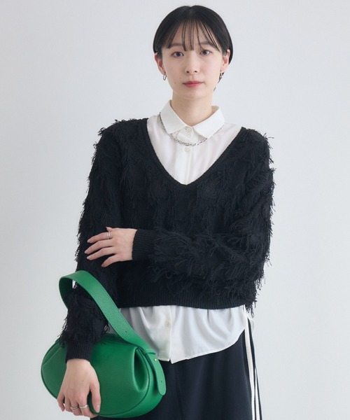 Paradise Picnic(パラダイスピクニック)の「cloche フリンジニットトップス(ニット/セーター・レディース・イエロー/ブラック/グレー・FREE)」の7枚目の写真