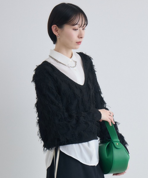 Paradise Picnic(パラダイスピクニック)の「cloche フリンジニットトップス(ニット/セーター・レディース・イエロー/ブラック/グレー・FREE)」の8枚目の写真