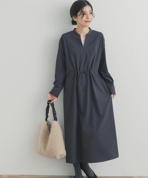 ドロストリボンフレアワンピース｜冬服/秋冬/通勤服/お出かけ/忘年会