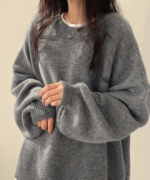 ReRe(リリ)の「オーバーサイズスリットニット(ニット/セーター・レディース・ベージュ/ワインレッド/ダークブラウン/グレー/ブラック・FREE)」の20枚目の写真