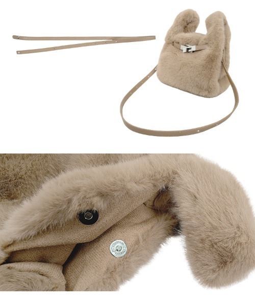 KOBE LETTUCE（コウベレタス）の「ベルトデザインファーバッグ（ショルダーバッグ・レディース・ベージュ/ブラック/ブラウン・F）」の10枚目の写真