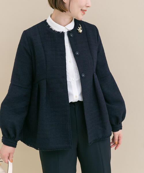 URBAN RESEARCH ROSSO WOMEN（アーバンリサーチ　ロッソ）の「『WEB限定』ツイードペプラムジャケット+パンツ（セットアップ・レディース・ネイビー・36/38）」の2枚目の写真