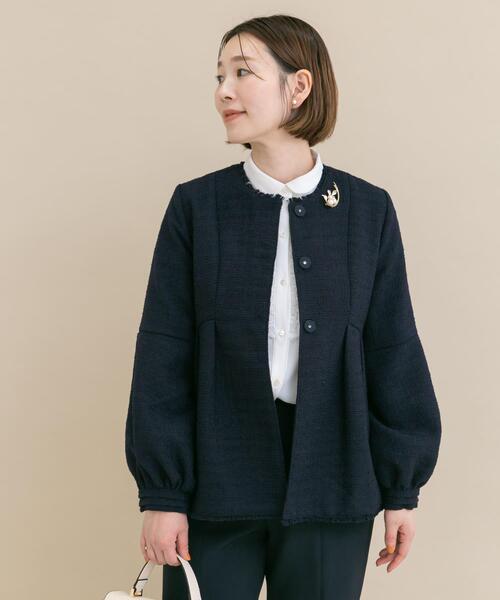 URBAN RESEARCH ROSSO WOMEN（アーバンリサーチ　ロッソ）の「『WEB限定』ツイードペプラムジャケット+パンツ（セットアップ・レディース・ネイビー・36/38）」の4枚目の写真