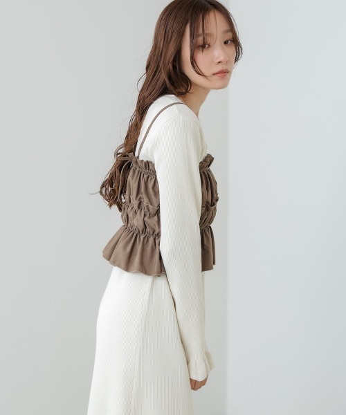 Bab(バブ)の「【選べるサイズ展開】ビスチェSETニットワンピース(ワンピース・レディース・杢グレー/ブラック/アイボリー・M/S)」の4枚目の写真