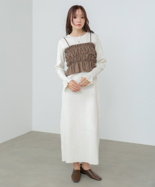 Bab(バブ)の「【選べるサイズ展開】ビスチェSETニットワンピース(ワンピース・レディース・杢グレー/ブラック/アイボリー・M/S)」の5枚目の写真